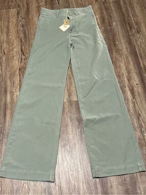 Faherty Stretch Terry Harbor Pants Women's 26 Wide Leg in Coastal Sage NWT
